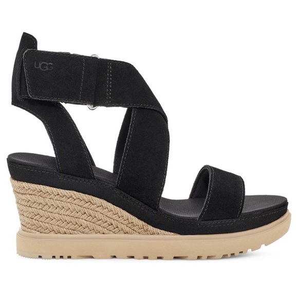 UGG Ileana Black Tan Wedge Shoes Modern Casual - Picture 2 of 9